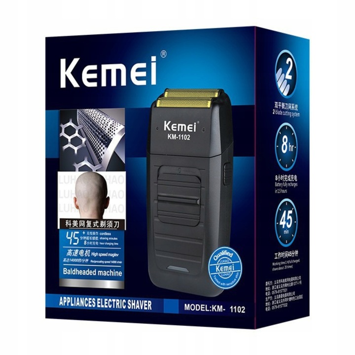 BEZPRZEWODOWA GOLARKA FOLIOWA DO GOLENIA BRODY WŁOSÓW MĘSKA MASZYNKA KEMEI