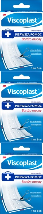 VISCOPLAST Plaster opatrunkowy PRESTOVIS PLUS 1M x 8cm do cięcia x 3 SZT