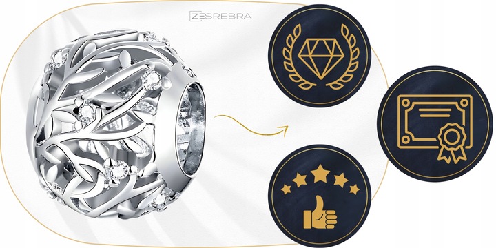 CHARMS GAŁĄZKI srebro 925 listki srebrne zawieszka koralik charmsy pr. S925