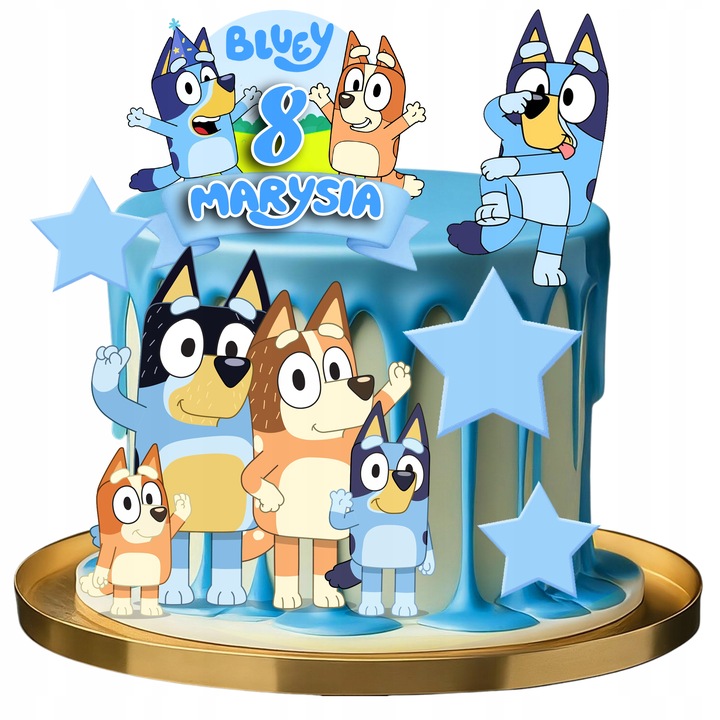 WYDRUK CUKROWY NA TORT JADALNY NIEBIESKIE PIESKI PIESEK DEKORACJA CUKROWA