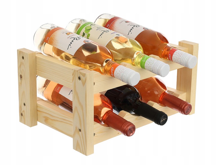Stojak na 6 butelek wina, 34 x 24 x 17,5 cm drewno z elementami