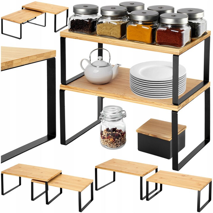 REGAŁ KUCHENNY NA PRZYPRAWY DREWNIANY PÓŁKA ORGANIZER STOJAK BIUROWY