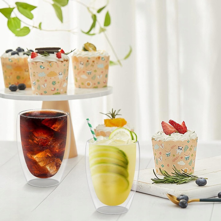 6x SZKLANKI TERMICZNE DO KAWY LATTE DRINKÓW 350ml ATESTOWANE