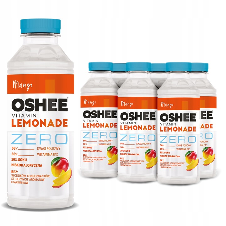 6x Napój OSHEE ZERO Vitamin Lemonade mango bez dodatku cukru 555 ml