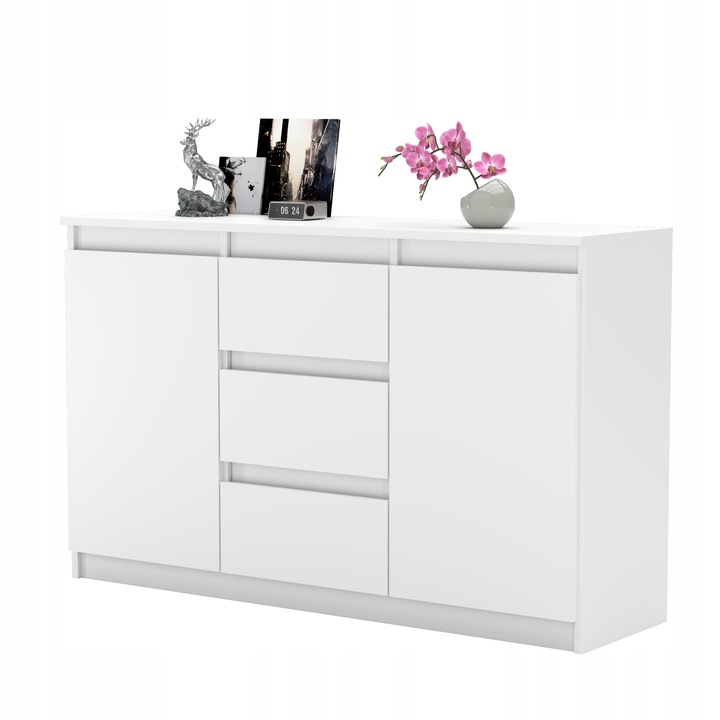 Komoda 120cm szafka z szufladami Biala Aga do salonu duza bezuchwytowa