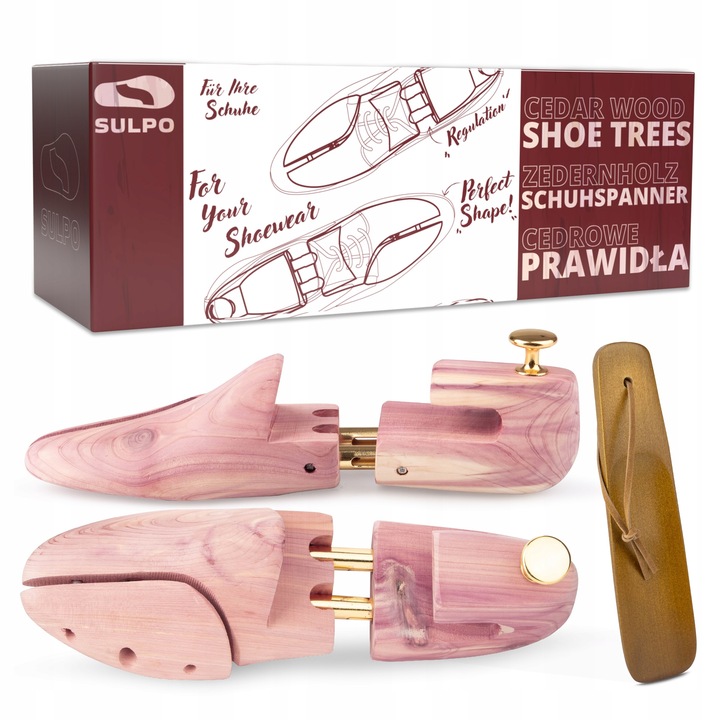Prawidła cedrowe do rozciągania obuwia drewniana + łyżka do butów ZESTAW