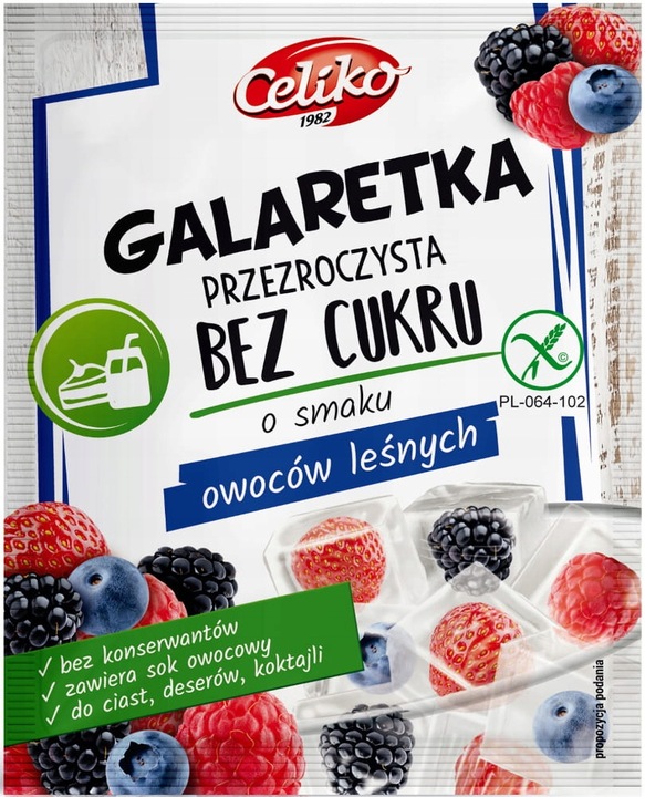 21x Galaretka truskawka cytryna owoce leśne bez cukru 14g CELIKO MIX SMAKÓW