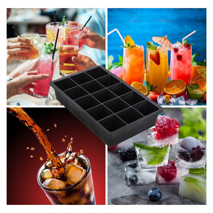 6x Foremki do lodu silikonowe forma do 15 kostek lodu z pokrywką