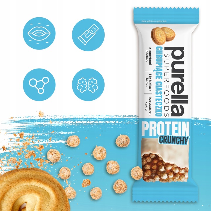 Baton proteinowy Purella Chrupiące Ciasteczko 11g białka bez cukru