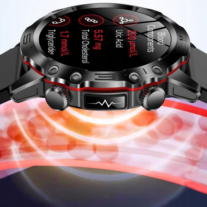 SMARTWATCH ZEGAREK MĘSKI KARDIOWATCH POMIAR GLUKOZY CUKRU EKG MENU POLSKIE