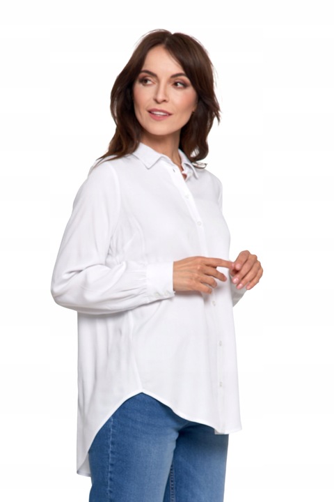 ELEGANCKA KOSZULA DAMSKA OVERSIZE WYDŁUŻONY TYŁ MODNA BLUZKA MORAJ