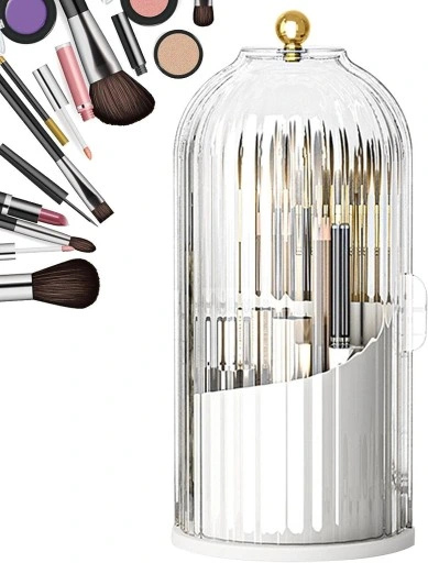 POJEMNIK ORGANIZER NA KOSMETYKI PUDEŁKO NA PĘDZLE MAKIJAŻU ELEGANCKI BIAŁY