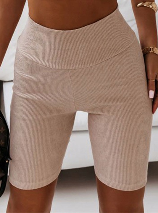 Spodenki damskie kolarki prążkowane wysoki stan modne wygodne prążek