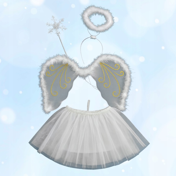 STRÓJ ANIOŁKA ANIOŁA KOSTIUM PRZEBRANIE NA JASEŁKA SKRZYDŁA AUREOLA