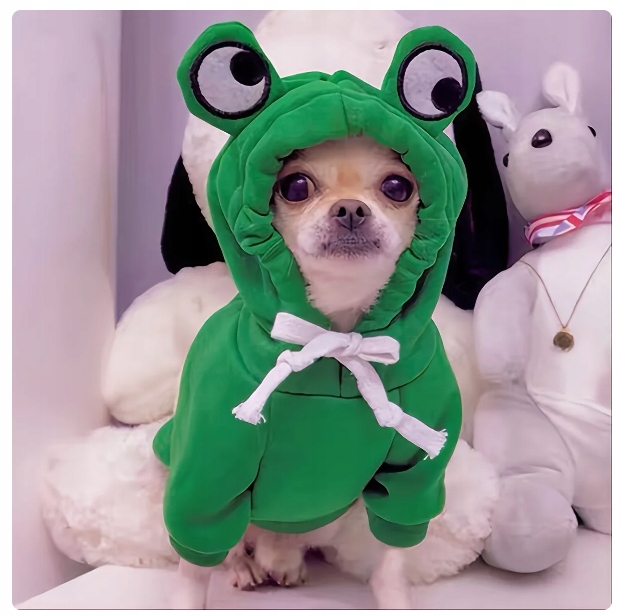 UBRANIE PRZEBRANIE DLA PSA KOTA BLUZA Z KAPTUREM ZIELONA ŻABA S