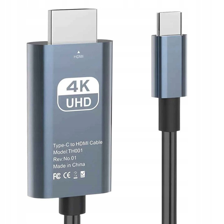 Kabel przewód adapter USB-C na HDMI MHL 4K/30Hz 2M do laptopa telefonu