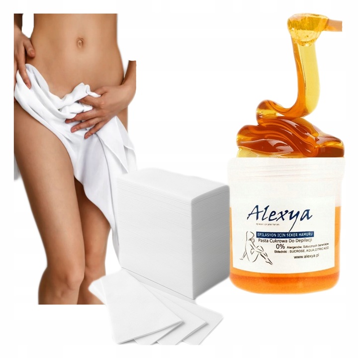 Pasta Cukrowa do depilacji + Paski + Puder lepszy chwyt MNIEJ BÓLU