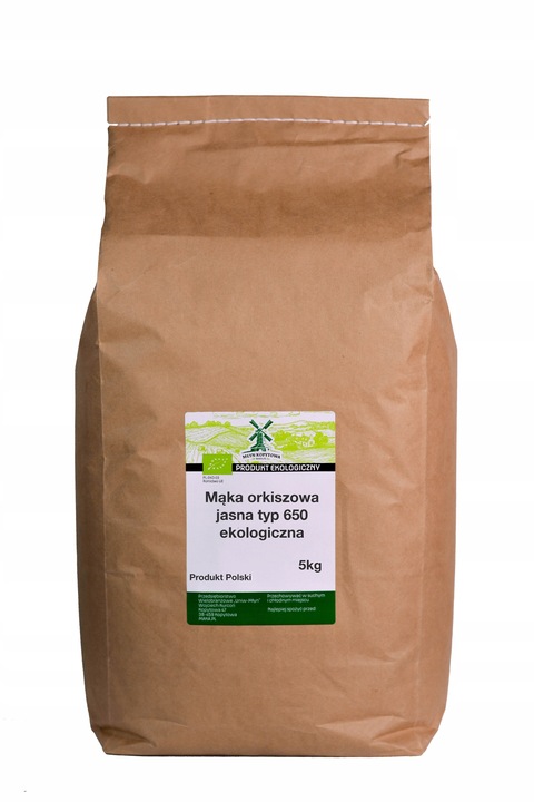 MĄKA ORKISZOWA JASNA 650 BIO, EKOLOGICZN 5kg Z POLSKIEGO ZIARNA