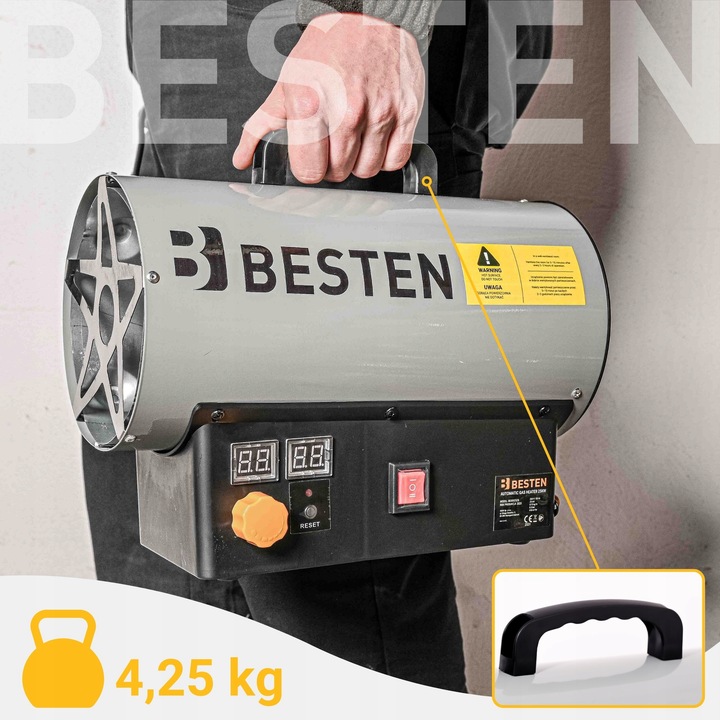 Nagrzewnica Gazowa Automatyczna Na Butlę Dmuchawa Termostat 25KW + Reduktor