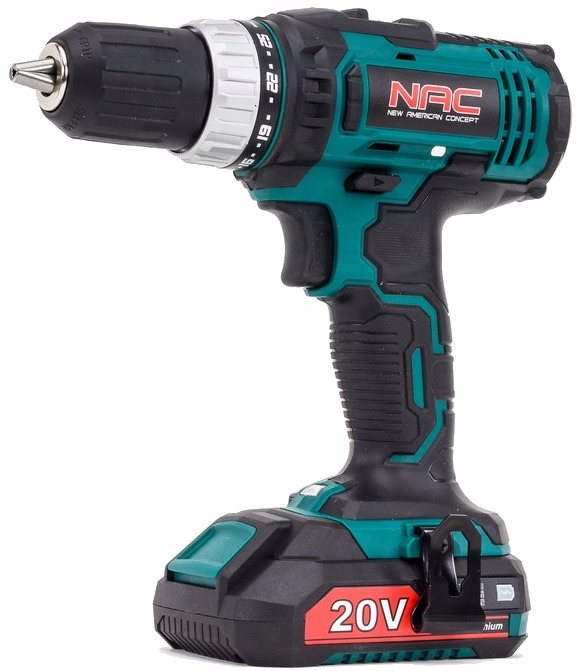 WIERTARKO WKRĘTARKA Akumulatorowa NAC 20V 2biegi +AKU 2 Ah +Ładowarka +BITY