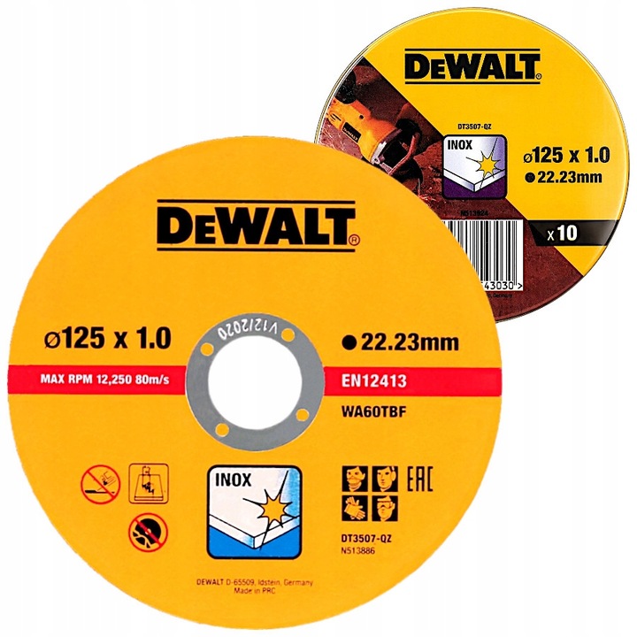 DEWALT TARCZA DO METALU INOX 125X1MM 10SZT DT3507
