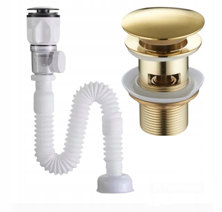 ZESTAW: SYFON UMYWALKOWY DO UMYWALKI + KOREK KLIK-KLAK Z PRZELEWEM