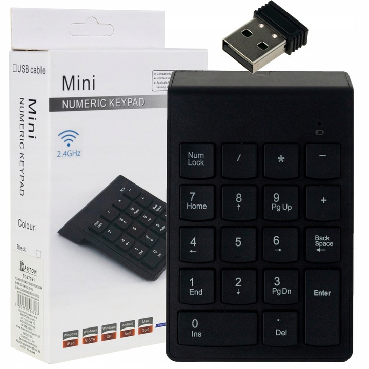 BEZPRZEWODOWA KLAWIATURA NUMERYCZNA USB DO LAPTOPA LAPTOPÓW PC