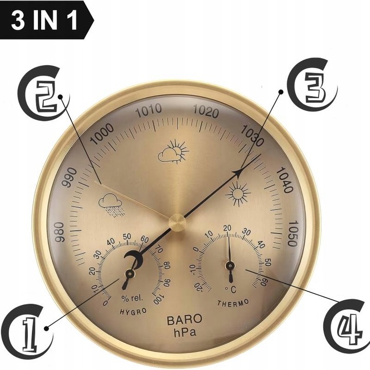 130mm okrągła Barometr ścienny Termometr Higrometr wilgotność Stacja