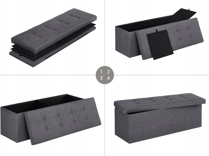 Skrzynia TAPICEROWANA siedzisko z pojemnikiem PUFA pikowana