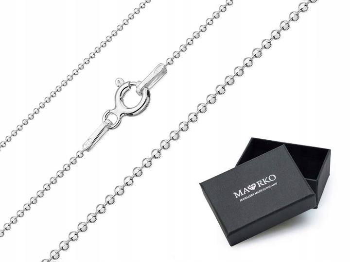 Damski SREBRNY ŁAŃCUSZEK pr. 925 Diamentowana Kulka 40cm