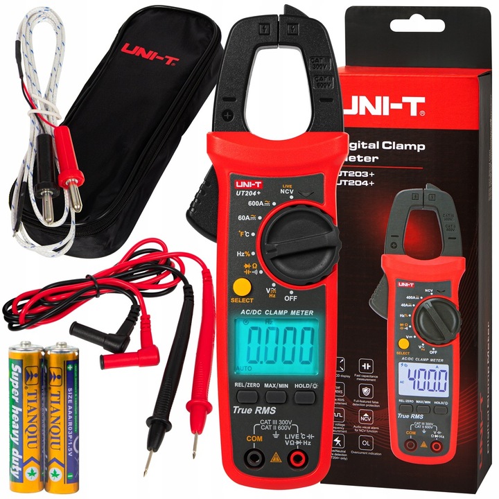 MULTIMETR AMPEROMIERZ MIERNIK PRĄDU CĘGOWY TrueRMS ETUI LCD ZESTAW