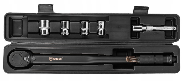 KLUCZ DYNAMOMETRYCZNY 1/2" 28-210Nm CrMO W ETUI +4 NASADKI