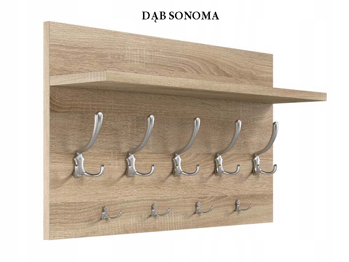 WIESZAK NA UBRANIA - PÓŁKA DO HOLU, NA KURTKI -9 UCHWYTÓW - 9 KOLORÓW