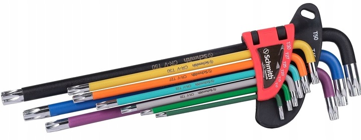 KLUCZE IMBUSOWE TORX DŁUGIE IMBUS T10-T50 ZESTAW 9szt Z OTWOREM