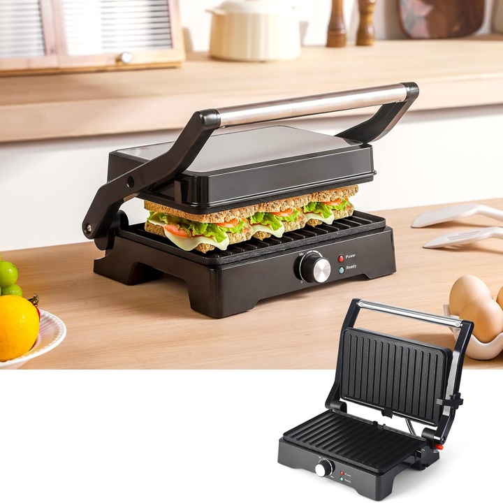 OPIEKACZ TOSTER GRILL DO KANAPEK PANINI ELEKTRYCZNY ROZKŁADANY 180°