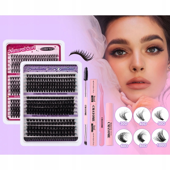 270 SZT ZESTAW DO SAMODZIELNEGO PRZEDŁUŻANIA Rzęsy D CURL CLUSTER LASHES IN