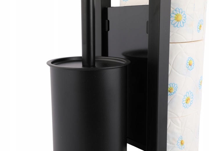 Stojak na papier toaletowy z uchwytem i szczotka do WC czarny loft