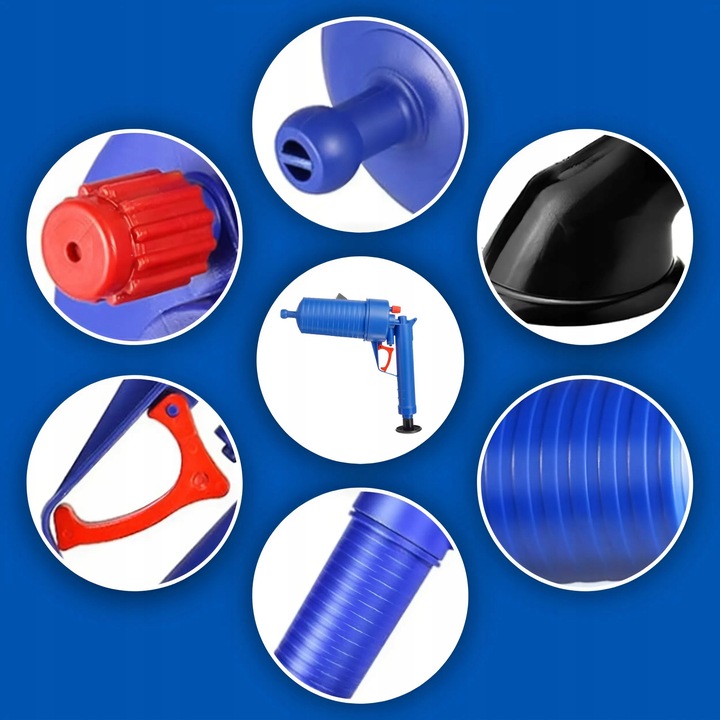 PISTOLET DO UDRAŻNIANIA RUR PRZEPYCHACZ WC TOALET ZLEWU KRET HYDRAULICZNY