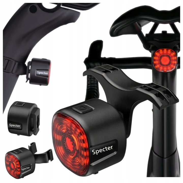 Czerwona Lampka rowerowa SPECTER WT09 tył tylna akumulator USB C 100 godzin
