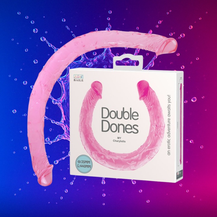 DILDO DLA KOBIET PODWÓJNE DLA PAR ŻELOWE DOUBLE DONG 44 cm DŁUGIE DILDO