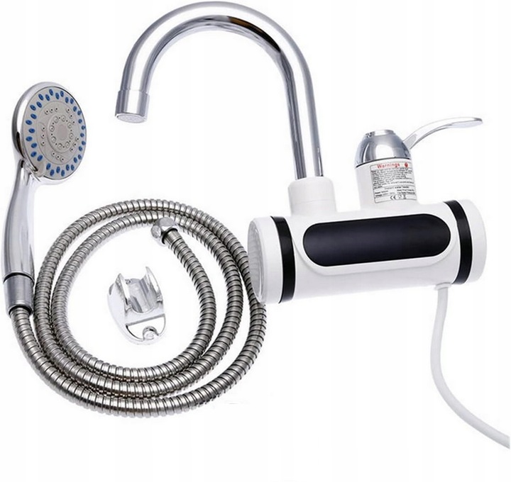 PODGRZEWACZ WODY PRZEPŁYWOWY KRAN Z PRYSZNICEM DO ŚCIANY 3000 W Z REGULACJĄ