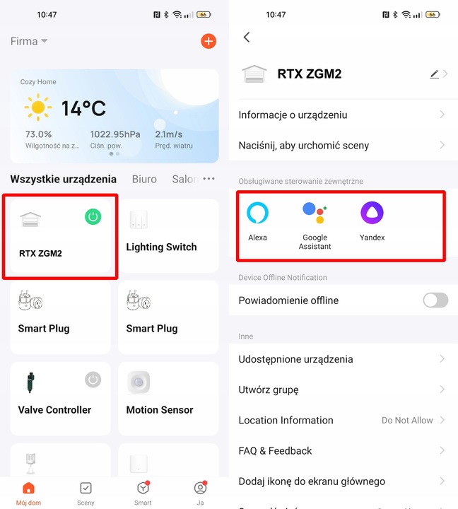 RTX Moduł STEROWNIK BRAMY GARAŻOWEJ ZIGBEE TUYA SMART + CZUJNIK