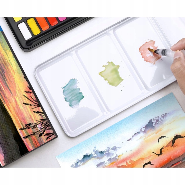 FARBY AKWARELOWE WODNE ZESTAW FARB AKWARELOWYCH W KOSTKACH AKWARELE 36 KOL