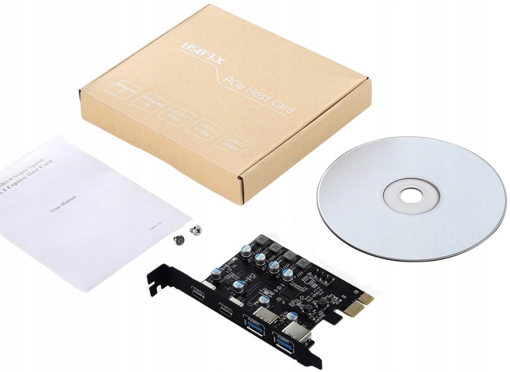 Karta rozszerzeń adapter do komputera PC PCI PCIe 2x USB 2x USB-C