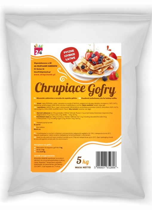 Mieszanka na gofry ciasto biszkoptowe 5 kg CIASTO NA GOFRY w proszku