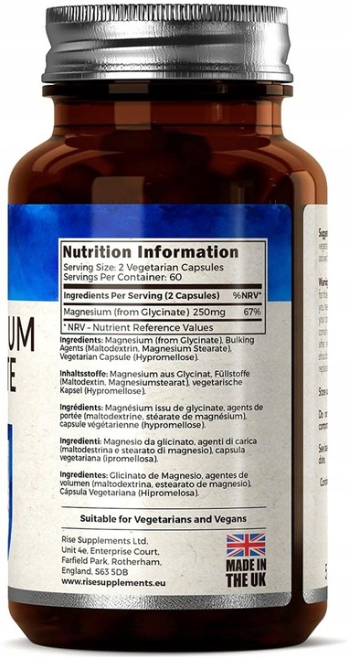 Glicynian Magnezu 120 Kapsułek po 250mg - Rise