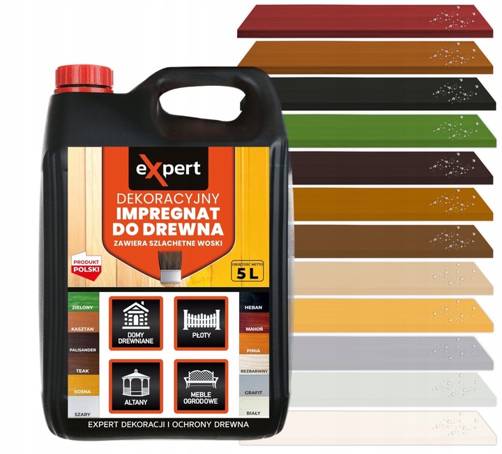 TRWAŁY IMPREGNAT I FARBA 2w1 DO DREWNA OGRODOWEGO Z WOSKAMI 5L 12 KOLORÓW !