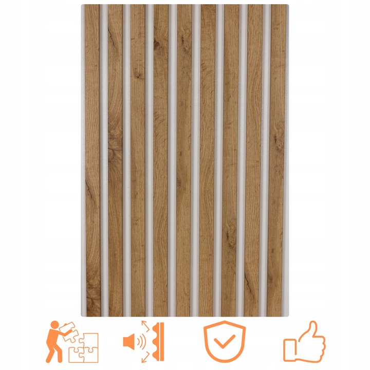 Lamele ścienne na Białej Płycie Dąb Różne kolory POLSKIE PREMIUM - 275x46cm
