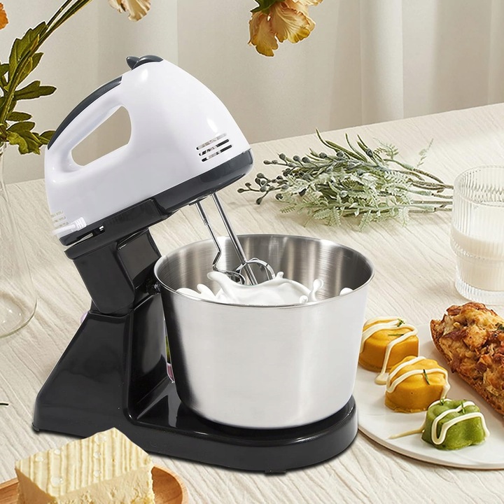 MIKSER RĘCZNY ROBOT KUCHENNY + 4 KOŃCÓWKI DUŻA MISA STOJAK 7 BIEGÓW