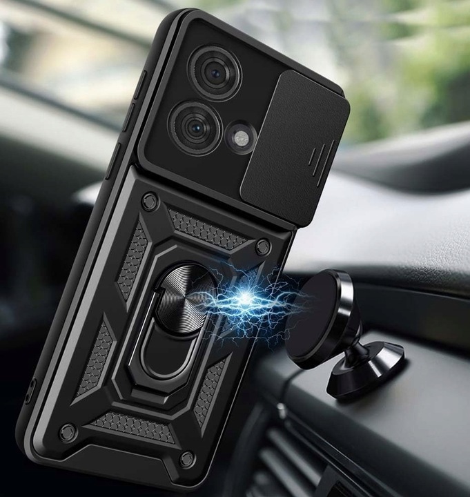 Etui do MOTOROLA EDGE 40 NEO PANCERNE RING 360° Szkło 3D z czytnikiem linii